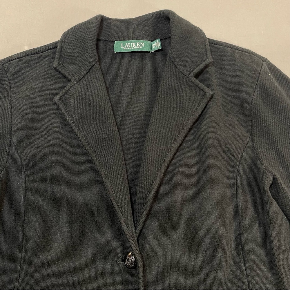 Lauren Ralph Lauren Combed Cotton-Blend Sweater Blazer - Womens Petite Medium - Picture 3 of 14